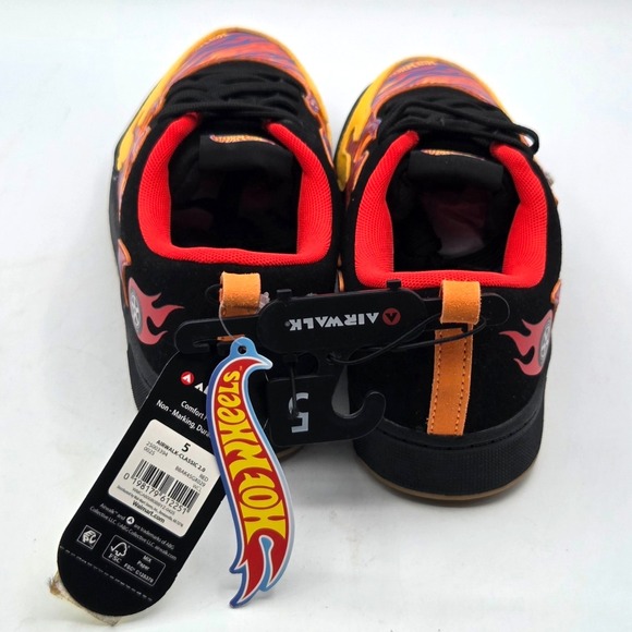 AIRWALK Hot Wheels Boys Flame Sneakers Black Red Yellow Blue Size 5 NEW with TAG - Picture 6 of 7